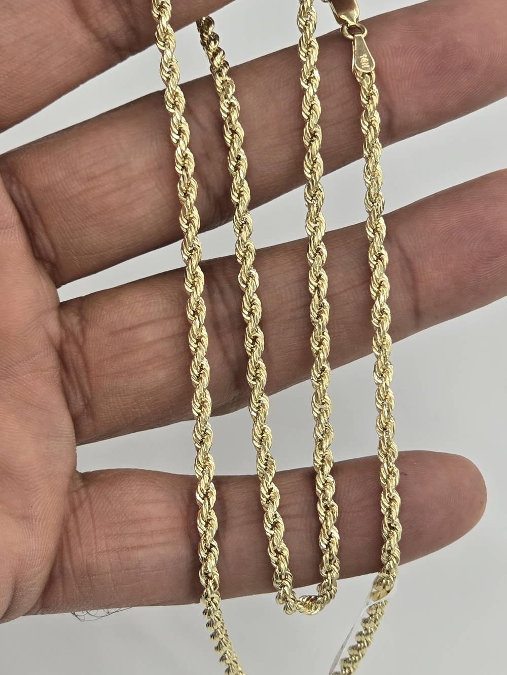14k Real Gold Rope Chain 3mm 22 Inches - Picture 2 of 10